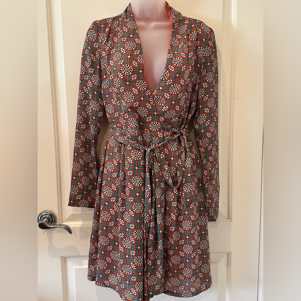 Carolina Williamson vivid floral Patterned Wrap Dress.  Size S.